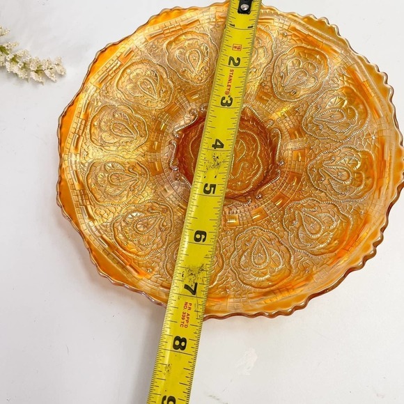 Fenton RARE Persian Medallion Electric Marigold Iridescent Carnival Glass Plate - Picture 7 of 7